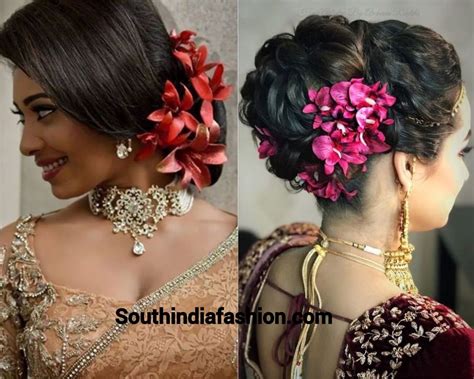 Indian Wedding Bun Hairstyle With Flowers And Gajra Wedding Bun