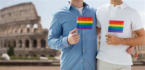 Rainbow Flags On Christopher Street Greenwich Village New York Stock