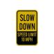 Slow Down Speed Limit Mph Aluminum Sign Reflective