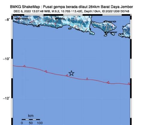 Gempa 6 2 M Guncang Laut Jember BMKG Tak Berpotensi Tsunami