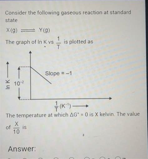 Consider The Following Gaseous Reaction At Standard State X G Y G The G