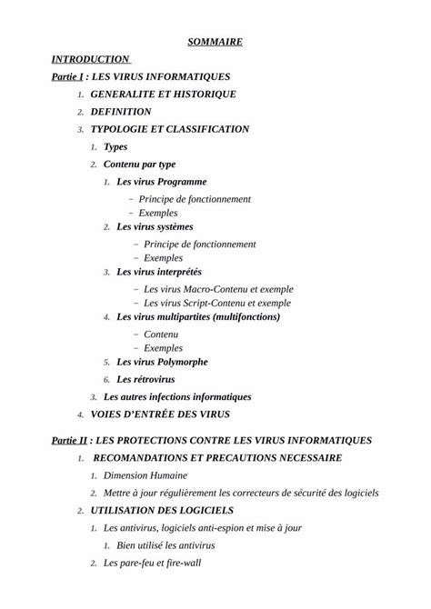 Pdf Sommaire Introduction Partie I Les Virus Du Syst Me