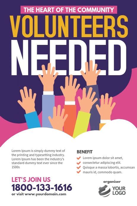 Design Created With Postermywall Charity Poster Volunteers Needed