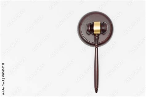 Wooden judge gavel on white background Stock Photo | Adobe Stock