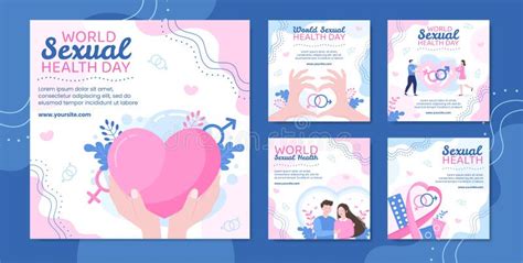 World Sexual Health Day Flyer Template Flat Cartoon Background Vector