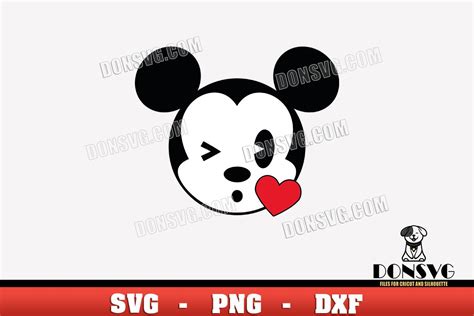 Mickey Mouse Emoji Kiss Svg Files For Cricut Disney Heart Silhouette