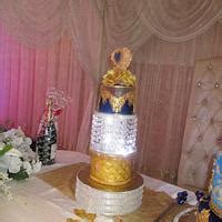 Royal Blue Gold wedding cake - Decorated Cake by Mary - CakesDecor