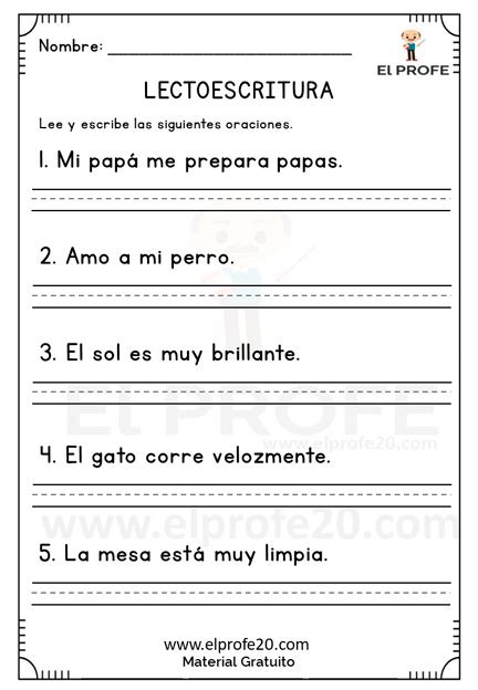 Cuadernillo Leo Y Escribo Oraciones Lecciones De Lectura Lectura Y