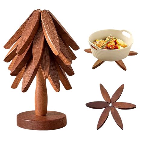 Amazon Wooden Trivets For Hot Dishes Tree Shape Trivet Set 4 Wooden Hot Dishes Plates 1