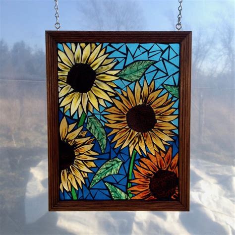 Sunflower Stained Glass Mosaic Panel Mosaic Artwork Stained Glass