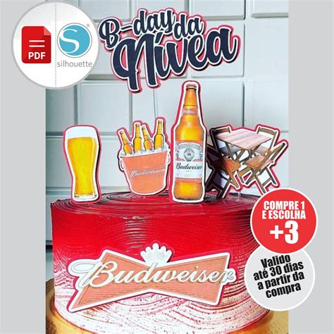 Topo De Bolo Budweiser Brindes Elo Produtos Especiais