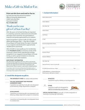 Fillable Online Www20 Csueastbay Print Out This Form And Mail Or Fax To