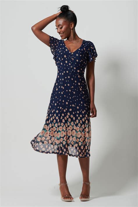 Buy Jolie Moi Blue Mirrored Mesh Fit Flare Midi Dress From The Next