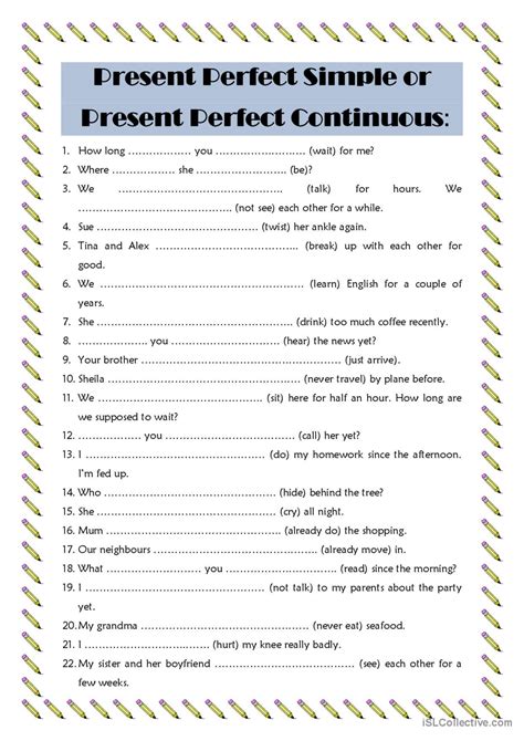 Present Perfect Simple Or Present Pe English Esl Worksheets Pdf And Doc