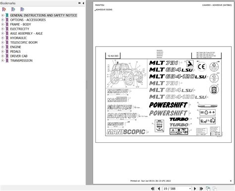 Manitou Telehandler Mlt Turbo Lsu Sf E Parts Catalog