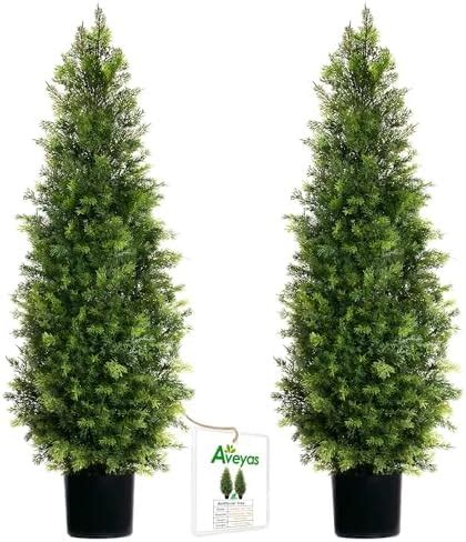 Amazon DearHouse 2 Pack Artificial Cedar Topiary Trees 4ft