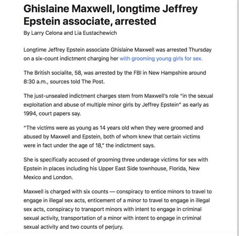 Q Post 4562 Ghislaine Maxwell Longtime Jeffrey Epstein Associate