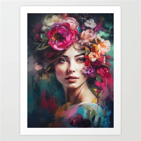 Woman With Flowering Head Art Print By Vanoverdesigns Illustration Art Portrait Art Artist