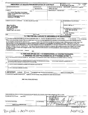 Fillable Online Modification No 1 To Contract No NRC 26 96 262 Fax