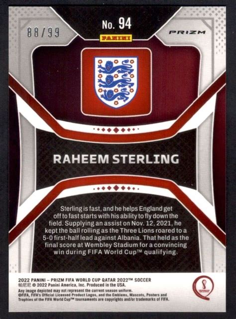 2022 Panini Prizm World Cup Purple Wave Raheem Sterling England 94 EBay