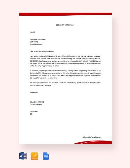 Free 31 Contract Termination Letter Format Samples And Templates In