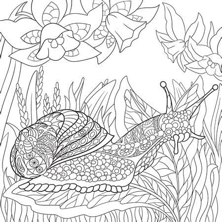 A Snail Is Swimming In The Water Surrounded By Plants And Flowers