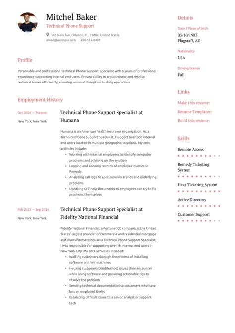 Technical Support Resume Examples Pdf Format