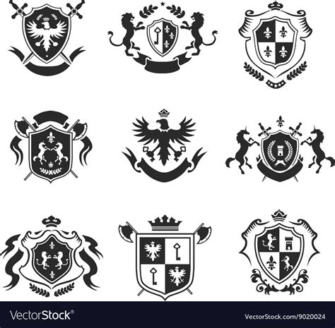 Heraldic Coat Of Arms Decorative Emblems Black Set