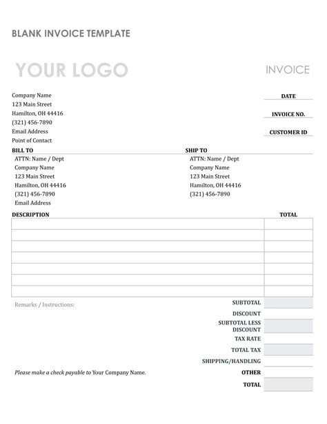 Free Invoice Templates Word Download And Print Invoice