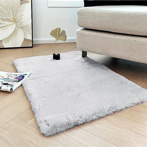 Amazon Latepis Super Soft Washable Rugs X Grey Rug Faux Rabbit