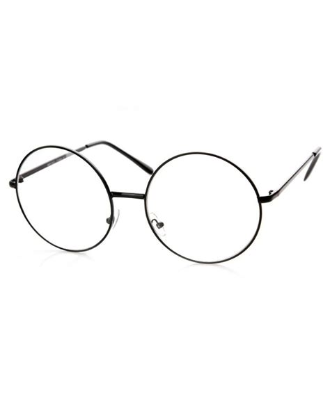 Large Oversized Metal Frame Clear Lens Round Circle Eye Glasses Black