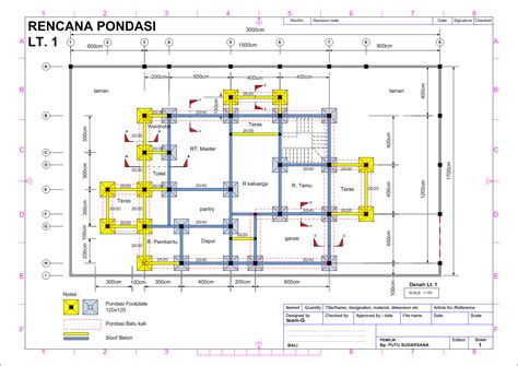 Gambar Kerja Pondasi 2 Lantai 1 Teknik Sipil