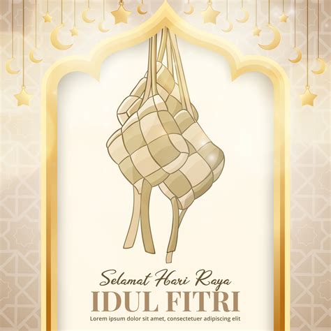 Selamat Hari Raya Idul Fitri Or Happy Eid Al Fitr Background With Gold