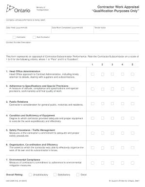 Fillable Online Forms Ssb Gov On Contractor Work Appraisal