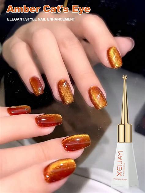 1pc 10ml Amber Magnetic Cat Eye Chrome Nail Powder Chameleon Metallic