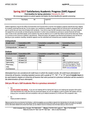 Fillable Online Uh Spring 2017 Satisfactory Academic Progress SAP