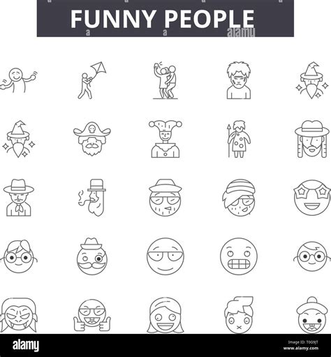 Funny people line icons for web and mobile design. Editable stroke ...