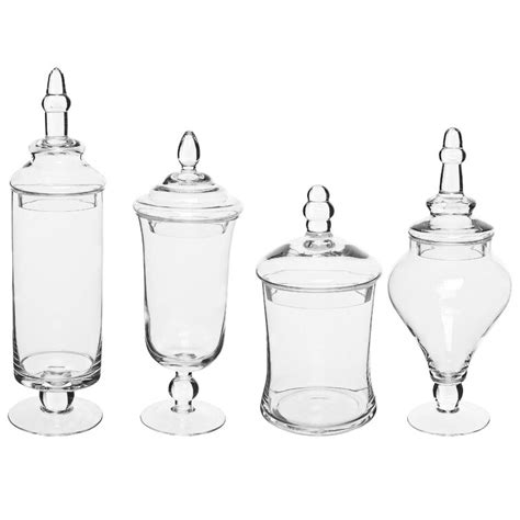 Myt 4 Piece Clear Indoor Outdoor Glass Apothecary Jar Set