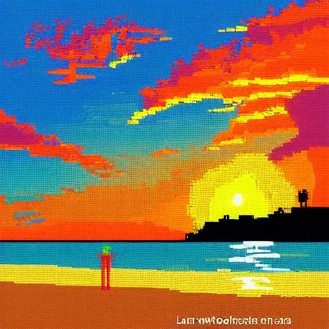 Beach Sunset Pixelart Art Of Lauretta Jones Stable Diffusion Openart