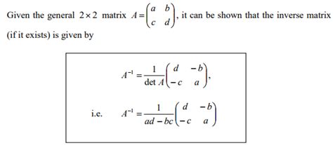 Inverse of a Matrix - Advanced Higher Maths