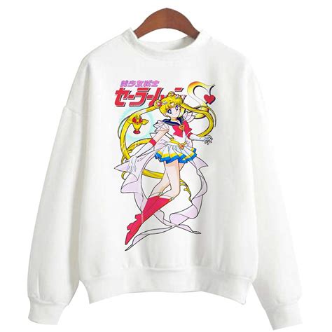 Adult Anime Sailor Moon Printed Cotton Crewneck Sweatshirts Pullovers