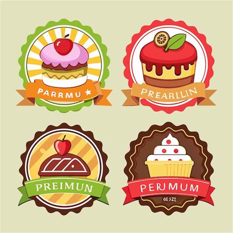 Cuatro Etiquetas De Panader A Diferentes Con Ilustraciones De Cupcakes