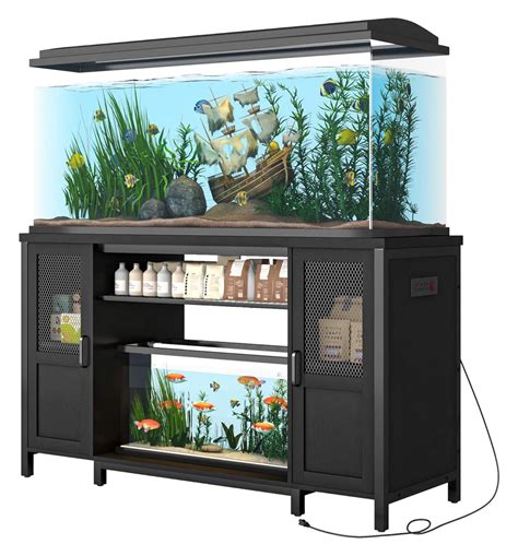 Gallon Fish Stand With Power Outlet Heavy Duty Metal Aquarium