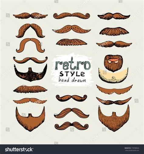 Vector Sketch Mustaches And Beards In Retro Style - 178788620 : Shutterstock