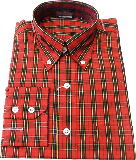 Relco Mens Red Tartan Long Sleeved Shirts Xxxlarge Uk