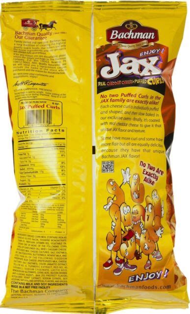 Bachman Jax Real Cheddar Cheese Puffed Curls 6 Oz Bag 3 Bags For