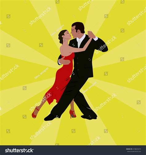 Tango Dancing Couple Man Woman Stock Vector Royalty Free 618825074