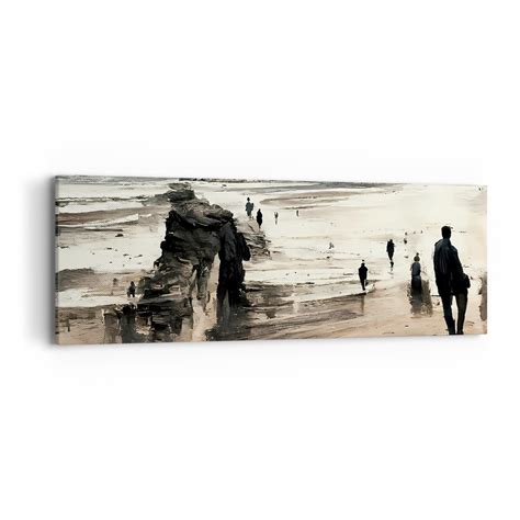 Obraz na płótnie Przywołani 90x30cm Plaża Ludzie Sztuka