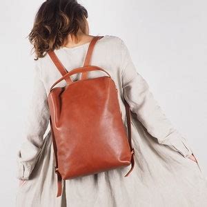 Brown Leather Backpack Purse, Women Backpack, Backpack Laptop, Rucksack for Women, Leather ...