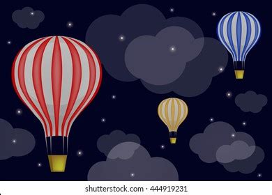 Hot Air Balloon Night Sky Stock Vector (Royalty Free) 444919231 ...